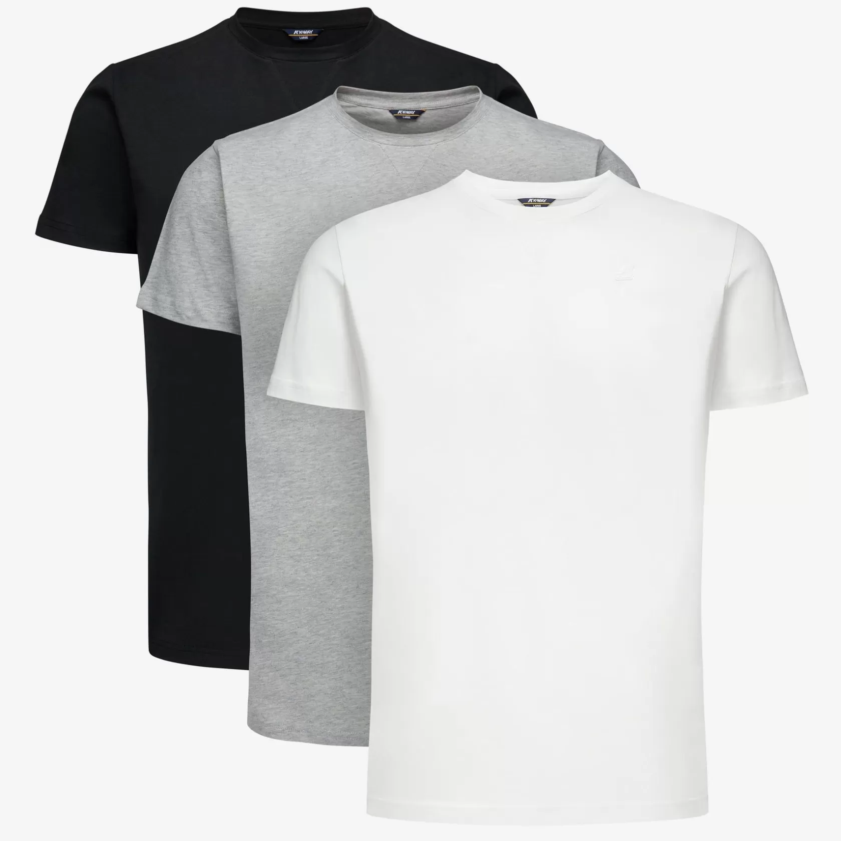 K-WAY T-Shirt^Confezione Da Tre Maniche Rotonde Edwing Bianco-Grigio Mel-Nero