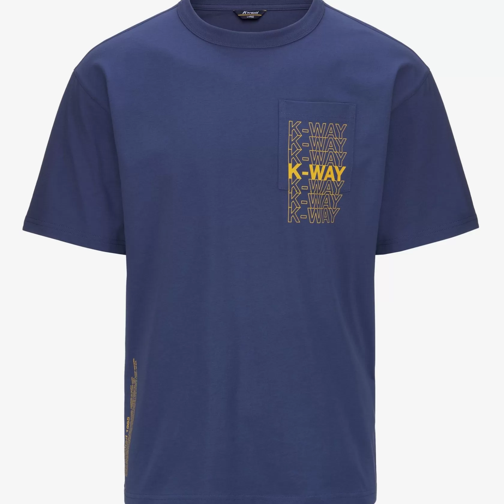 K-WAY T-Shirt^Fantome Lettering Blu Fiordo-Giallo Mimosa