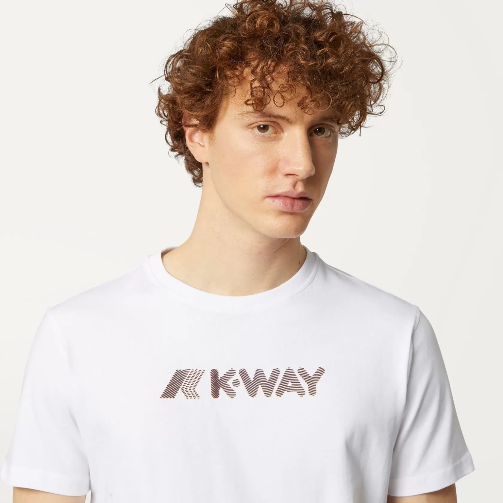 K-WAY T-Shirt^Logo A Strisce 3D Elliot Bianco