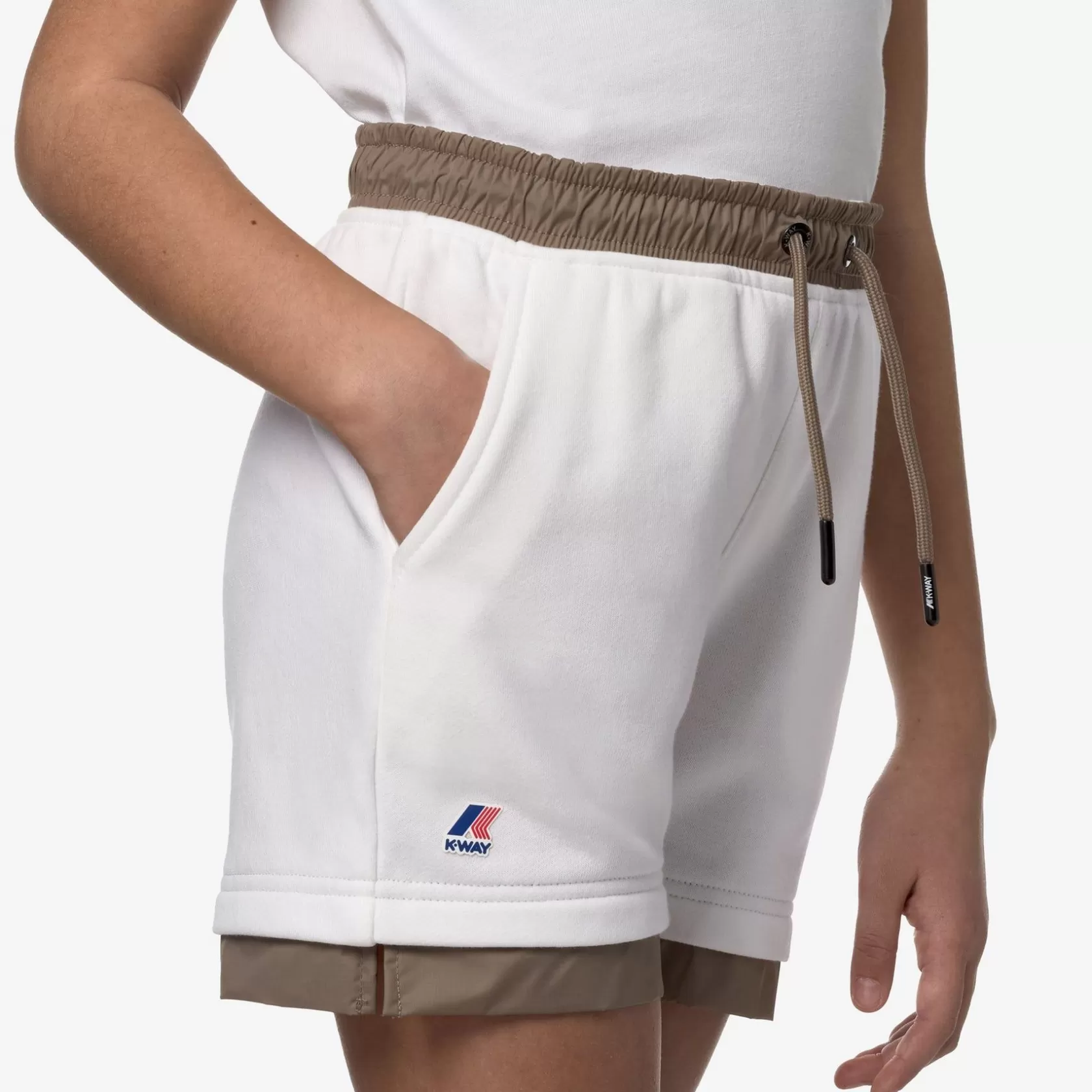 K-WAY Pantaloncini^P. Le Vrai Nest Nylon Pcbianco-Beige Tortora