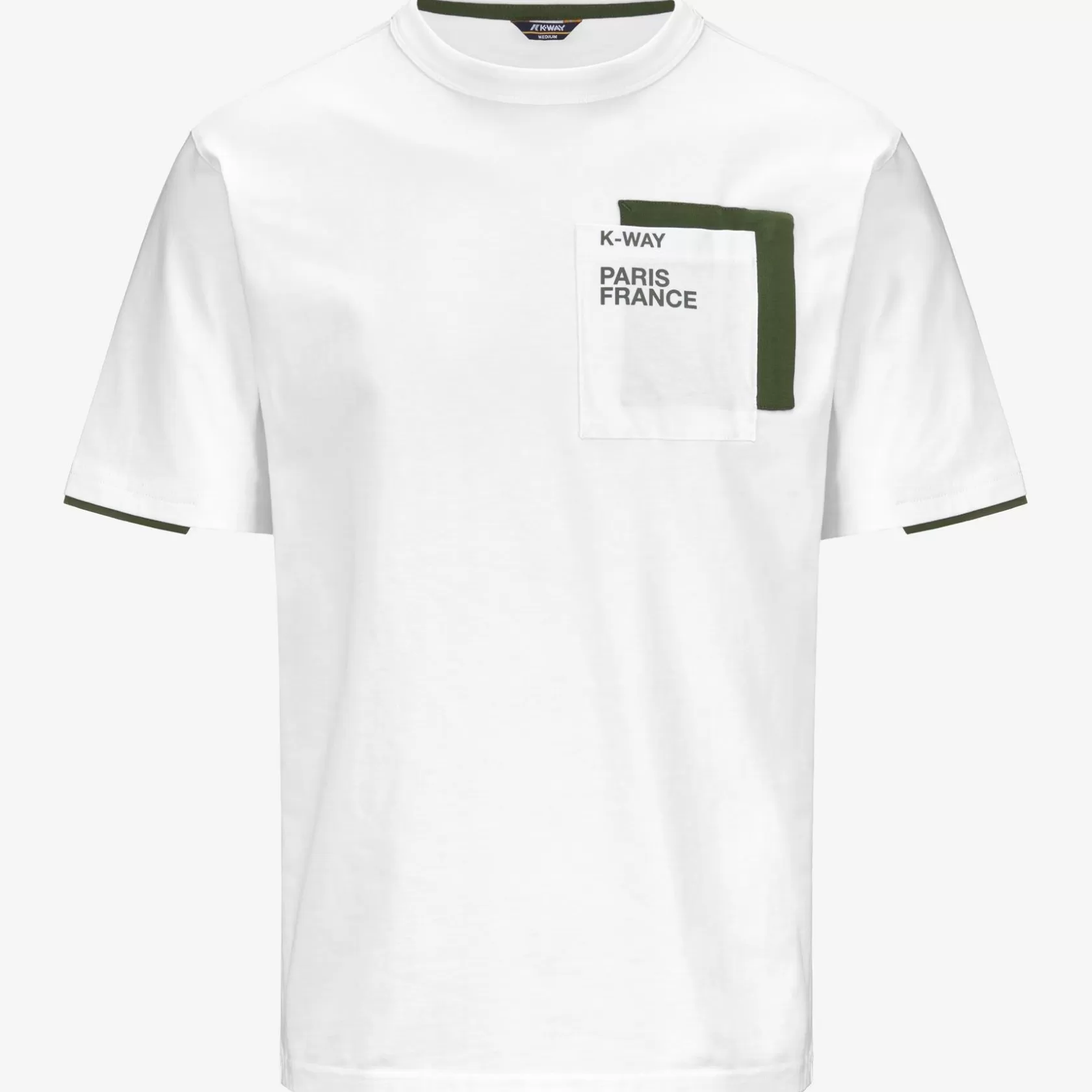 K-WAY T-Shirt^Tasche Contrasto Fantomebianco-Verde Cipresso