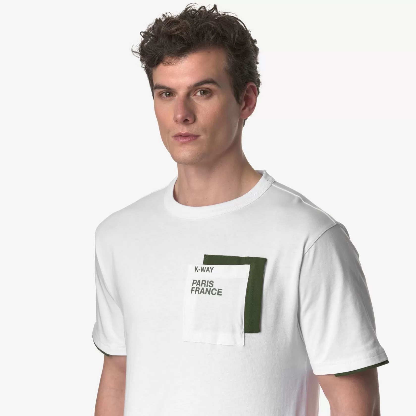 K-WAY T-Shirt^Tasche Contrasto Fantomebianco-Verde Cipresso