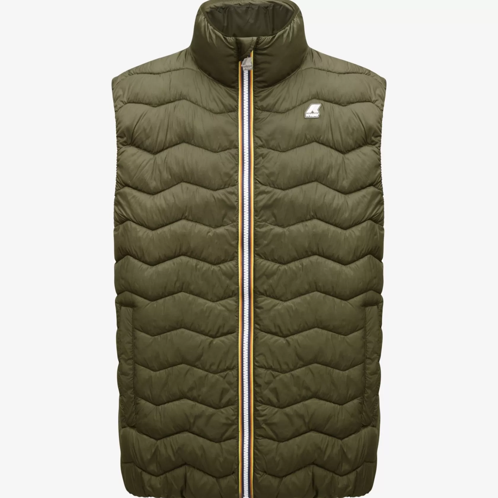 K-WAY Gilet^Valen Trapuntato Verde Caldo Nerastro